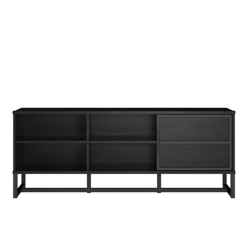 Mainstays 60 Inch TV Console with Sliding Door, True Black Oak