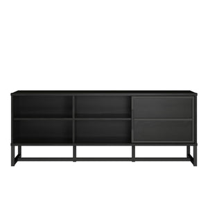 Mainstays 60 Inch TV Console with Sliding Door, True Black Oak