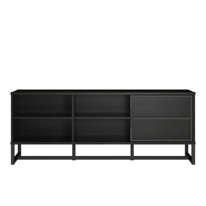 Mainstays 60 Inch TV Console with Sliding Door, True Black Oak