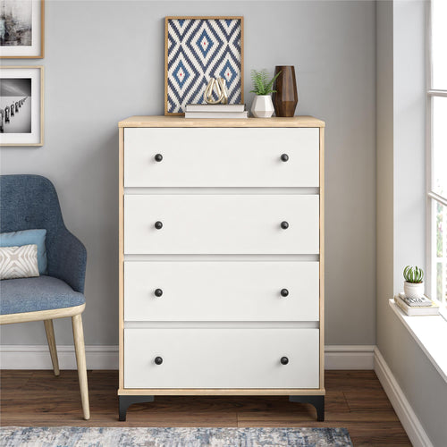 Your Zone 4 Drawer Dresser in Quebec Maple/White Stipple