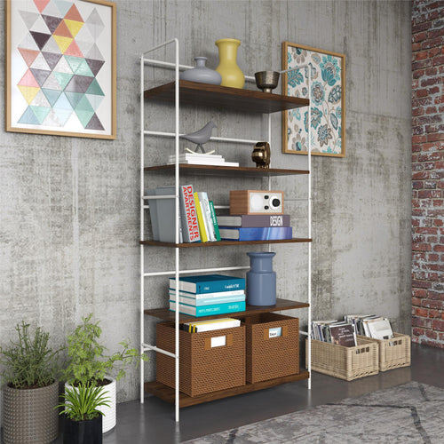 Novogratz Webster 5 Shelf Bookcase, Walnut