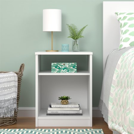 Mainstays Emery Open Shelf Nightstand, White