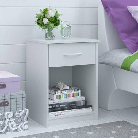 Mainstays Emery 1-Drawer Nightstand, White